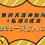 （7869期）火爆的天涯神贴抖音+私域0成本一单28一天收入1000+