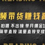 （7713期）视频带货赚钱高手课程：不拍摄 不出镜 单月佣金3.5w 简单直接 流量直接变钱