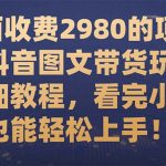 （7685期）外面收费2980的项目，抖音图文带货玩法详细教程，看完小白也能轻松上手！