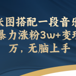 （7674期）一张图搭配一段音乐，3天暴力涨粉3w+变现上万，无脑上手