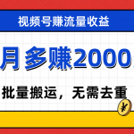 （7625期）视频号流量分成，不用剪辑，有手就行，轻松月入2000+