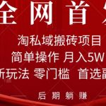 （7473期）淘私域搬砖项目，利用信息差月入5W，每天无脑操作1小时，后期躺赚