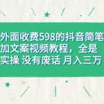 （7327期）外面收费598抖音简笔加文案教程，全是实操 没有废话 月入三万（教程+资料）