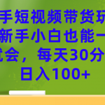 （7286期）快手短视频带货玩法，新手小白也能一看就会，每天30分钟日入100+