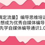 （7281期）【搞定流量】编导思维培训班，想成为优秀自媒体编导先学自媒体编导通识1.0