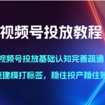 视频号投放教程-视频号投放基础认知完善疏通，快速建模打标签，稳住投产稳住账号