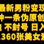 最新男粉变现，不擦边，不封号，日入300+（附1360张美女素材）【揭秘】