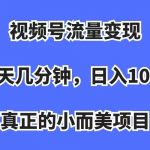 （7212期）视频号流量变现，每天几分钟，收入100+，真正的小而美项目