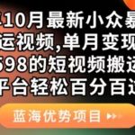 2023年10月最新小众暴力项目，靠搬运视频,单月变现1w+，外面卖598的短视频搬运黑科技，各大平台轻松百分百过原创