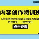 内容创作·特训班：5年实战经验总结出的精品系统课方法技巧·一站式提升