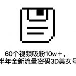 （7139期）60个视频吸粉10w＋，2023下半年全新流量密码3D美女号新玩法（教程+资源）