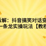 （7055期）副业拆解：抖音搞笑对话变现项目，视频版一条龙实操玩法【教程+素材】