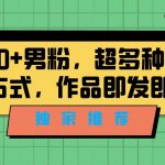 （7048期）独家推荐！日引300+男粉，超多种私域变现方式，作品即发即报