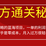 （6936期）被人忽略的蓝海项目，魔方通关秘籍一单利润有39.9，几乎是零成本，月….