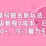 （6802期）视频号掘金新玩法，保姆级教程0成本，日入300+，冷门暴力引流