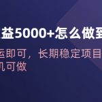 （6435期）一天收益5000+怎么做到的？无脑搬运即可，长期稳定项目，一部手机可做