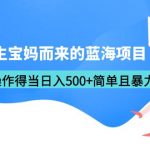 （6382期）专为新生宝妈而来的蓝海项目，操作得当日入500+简单且暴力（教程+工具）