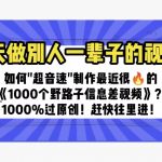 （6282期）一天做完别一辈子的视频 制作最近很火的《1000个野路子信息差》100%过原创