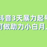 （6177期）抖音3天暴力起号新手可做助力小白月入过万