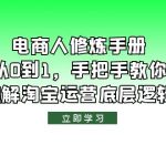 （6111期）电商人修炼·手册，从0到1，手把手教你理解淘宝运营底层逻辑