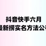 （6061期）外面收费1800的最新快手抖音捞实名方法，会员自测【随时失效】