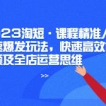 （6045期）2023淘短·课程精准人群快速爆发玩法，快速高效自创视频及全店运营思维