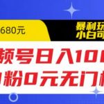 （5913期）视频号日入1000，0粉0元无门槛，暴利玩法，小白可做，拆解教程