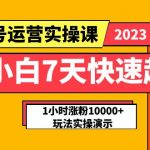 （5878期）小白7天快速起号：dou+起号运营实操课，实战1小时涨粉10000+玩法演示