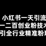 （5819期）【引流必备】小红书一天引流一二百创业粉技术，可引全行业精准粉玩法