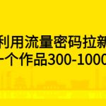 （5769期）利用流量密码拉新，一个作品300-1000+