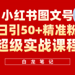 （5710期）小红书图文号日引50+精准流量，超级实战的小红书引流课，非常适合新手