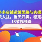 （5695期）拼多多店铺运营思路与实操干货，当天入驻，当天开卖，稳定出单（13节课）