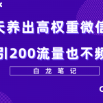 （5630期）7天养出高权重微信号，日引200流量也不频繁，方法价值3680元