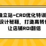 （5501期）独立站-CRO优化特训营，独立站设计秘籍，打造高转化独立站，让店铺ROI翻倍