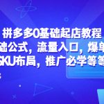 （5421期）拼多多0基础起店教程：基础公式，流量入口，爆单，SKU布局，推广必学等等