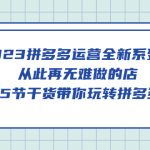 （5414期）2023拼多多运营全新系列课，从此再无难做的店，15节干货带你玩转拼多多