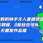 （5284期）日入四位数的快手无人直播语音直播玩法教程，0粉丝也可以，无需发作品