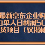 （5277期）3月最新京东企业购教程，小白单人日利润500+撸货项目（仅揭秘）