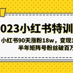 （5267期）2023小红书特训第6期，小红书90天涨粉18w，变现10w+，半年矩阵号粉丝破百万