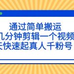 （5078期）通过简单搬运，几分钟剪辑一个视频，3天快速起真人千粉号！