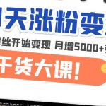 （4986期）21天精准涨粉变现干货大课：从10位粉丝开始变现 月增5000+变现20w+