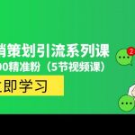 （4949期）价值百万的微信营销策划引流系列课，每天引流100精准粉（5节视频课）