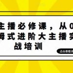 （4916期）娱乐主播培训班：从0-1保姆式进阶大主播实操培训