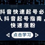 （4863期）2023抖音快速起号必修课，普通人抖音起号指南，实现快速涨粉