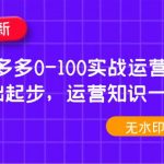 （4835期）2023拼多多0-100实战运营教程，0基础起步，运营知识一手掌握（无水印）