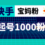 （4818期）抖音快手三天起号涨粉1000宝妈粉丝的核心方法【详细玩法教程】