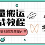 （4762期）视频号批量搬运实战赚钱教程，傻瓜式批量制作高质量内容【附视频教程+PPT】