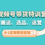 （4471期）视频号带货特训营(第3期)：搬运、选品、运营、0-1实现带货变现