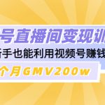 （4468期）视频号直播间变现训练营：新手也能利用视频号赚钱，5个月GMV200w