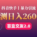 （4444期）最高日收益2600+丨盲盒交友蓝海引流项目2.0，可多账号批量操作！